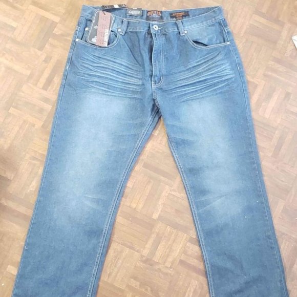 BRAND NEW Rock N Run classic CL9526W dk dark blue slim straight denim jeans pant - Picture 1 of 9